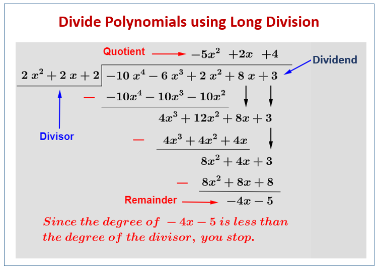 Dividing Polynomials By Long Division Solutions Examples Videos
