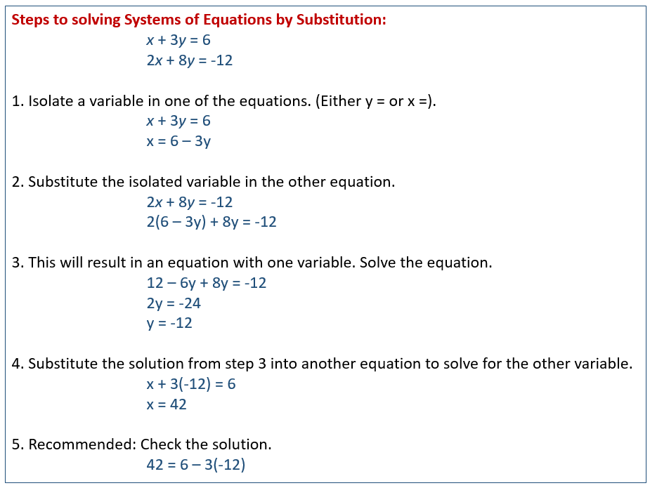 xsystem equations substitution