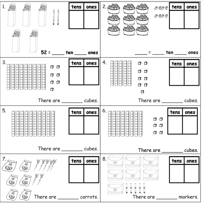 Name Tens and Ones (solutions, examples, homework, worksheets, lesson