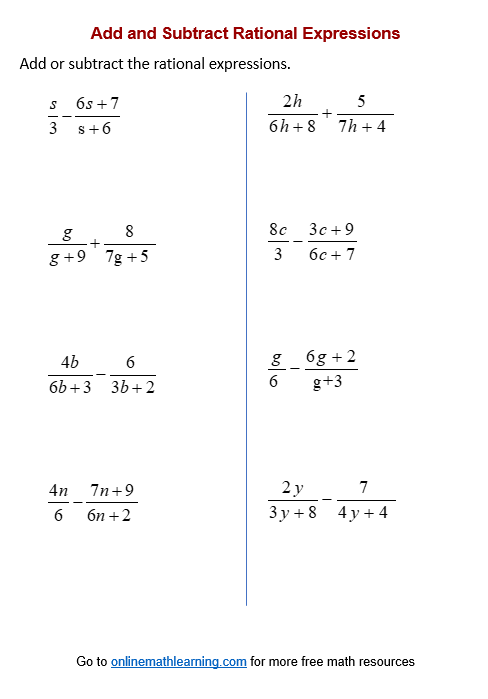 Worksheet On Operations On Rational Numbers