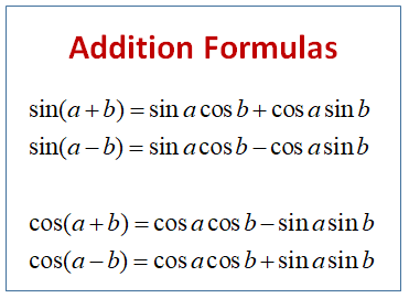 Sine and Cosine Addition Formula (examples, solutions, videos