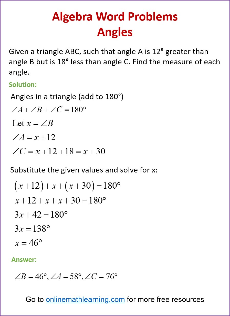 Angle Word Problem Angle Word Problem