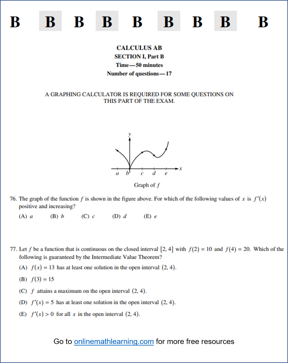 AP Calculus MCQ 2012