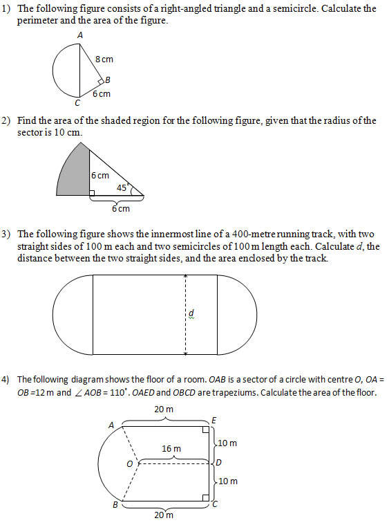 Area of figures that include circles, part 2 (Worksheets, Solutions ...