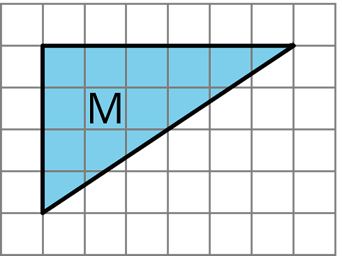 Triangle - Illustrative Math A triangle labeled “M”. The left side is 4 units tall and the top side is 6 units wide.