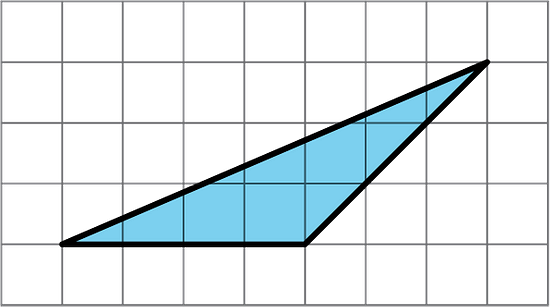 A triangle on a grid with base 4 units and height 3 units.