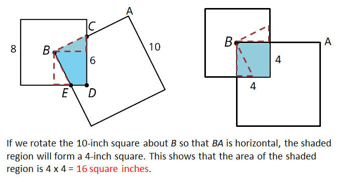 Area of Overlapping Squares Answer