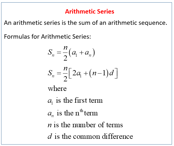 Arithmetic Series (solutions, examples, videos, worksheets, games