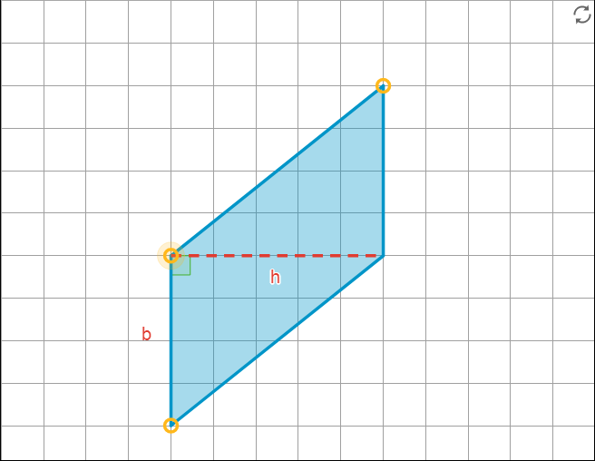 Parallelogram with its height indicated.