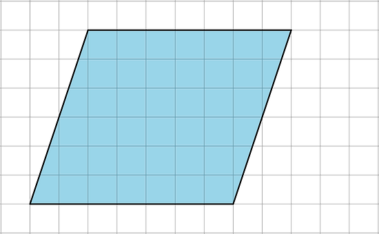 Parallelogram - Illustrative Math A parallelogram on a grid with base length 7 units and height 6 units.