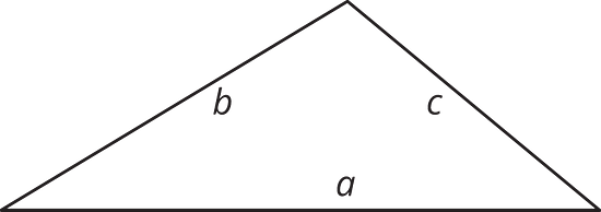 A triangle with sides labeled a, b, and c.