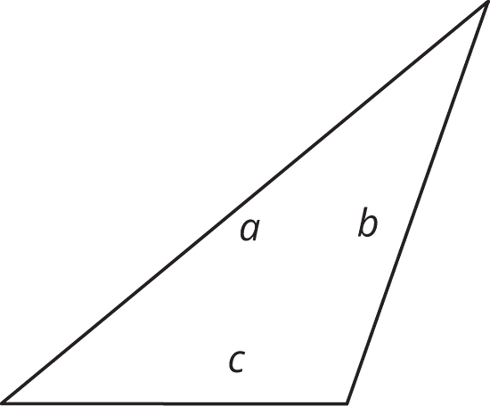 A triangle with sides labeled a, b, and c.