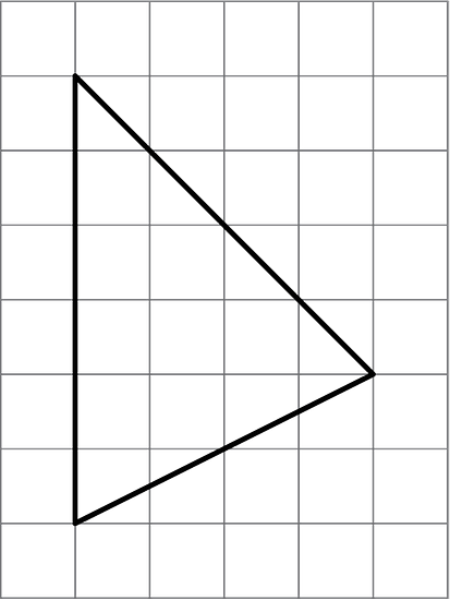Triangle on grid, base = 6, height = 4.