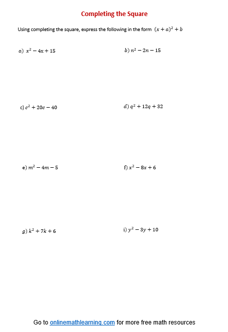 Completing the Square