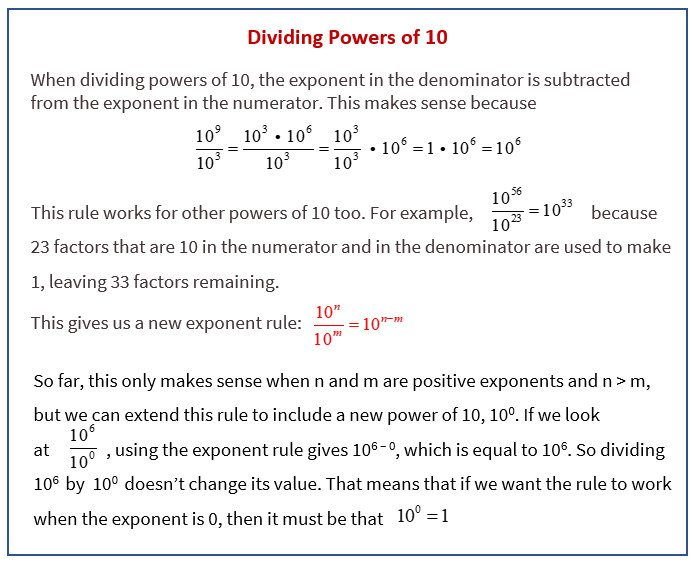 Dividing Powers Of 10