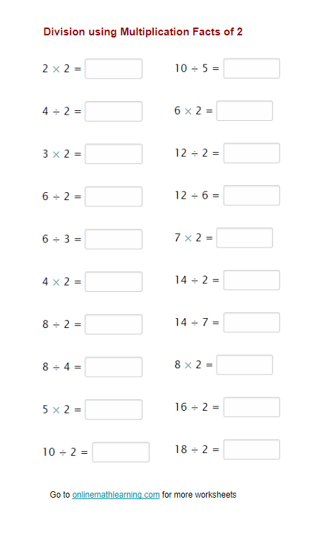 Division using Multiplication Worksheet