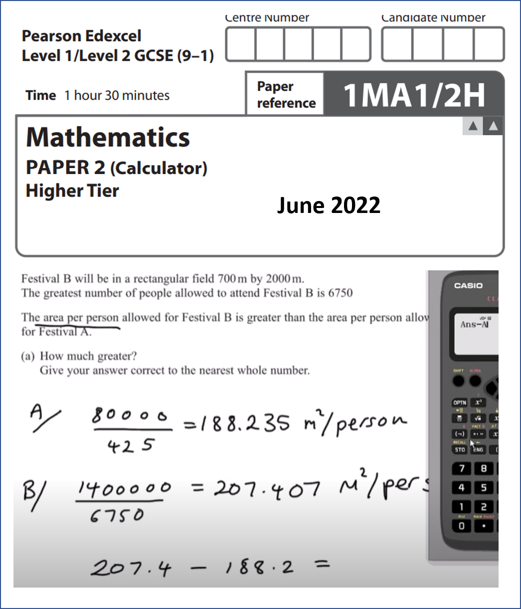 Edexcel GCSE June 2022 Paper 1MA1/2H