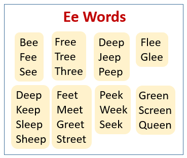  Ee  Words examples videos worksheets solutions activities 