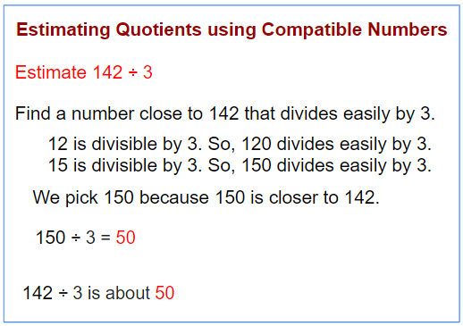 Using Compatible Numbers To Estimate The Quotient Worksheets