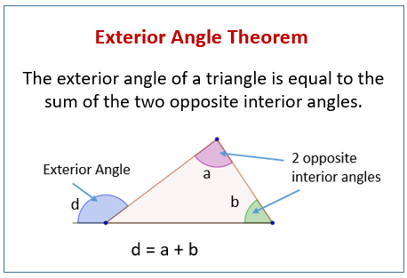 Exterior Angle Theorem (video lessons, examples, step-by-step solutions)