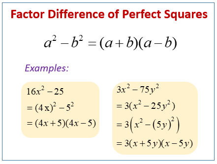 Factor Difference of Perfect Squares