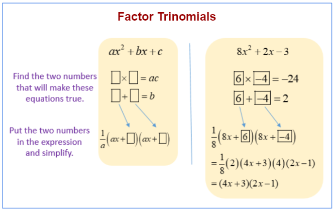 factoring trinomials assignment
