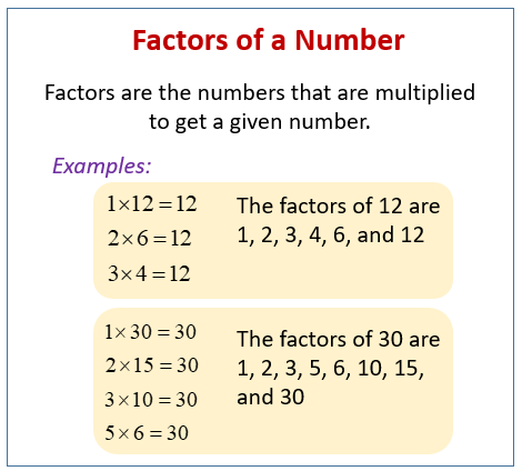 Factors and Prime Factorization (examples, solutions, worksheets