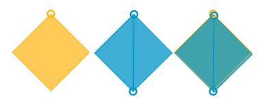 Finding Area By Decomposing and Rearranging Shapes - Illustrative Math Two small triangles overlaid over a square to demonstrate that the two small triangles equal one square unit.