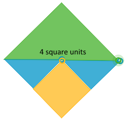 Finding Area By Decomposing and Rearranging Shapes - Illustrative Math Small shapes rearranged into a shape with an area of four square units.