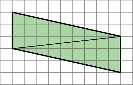 A parallelogram with a line connecting two opposite corners. The parallelogram has a base of 3 units and a height of 9 units.