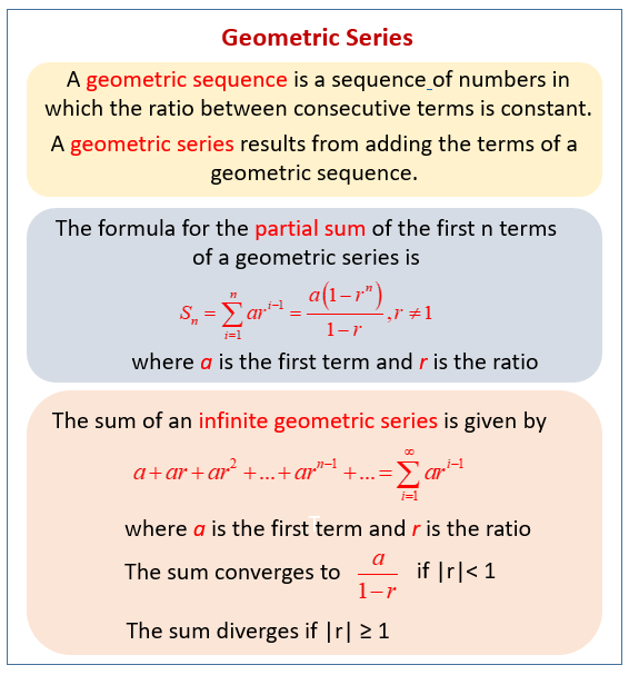 how to solve geometric series math problems