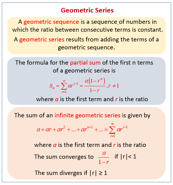 Geometric Series Examples Solutions Videos Worksheets Games Activities