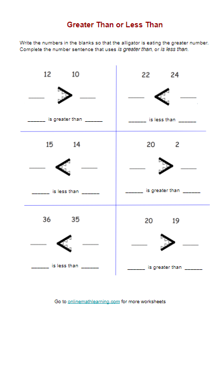 Greater Than Less Than Worksheets Grade 2 - Worksheets For Kindergarten