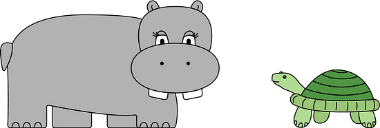 A hippopotamus with 2 eyes and 4 legs and a giant turtle with 2 eyes and 
4 legs.