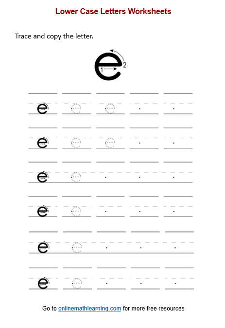 Letter e Worksheet