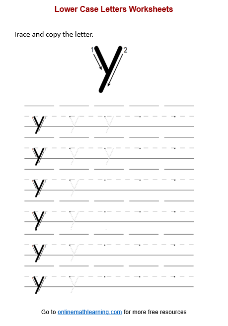 Letter y Worksheet