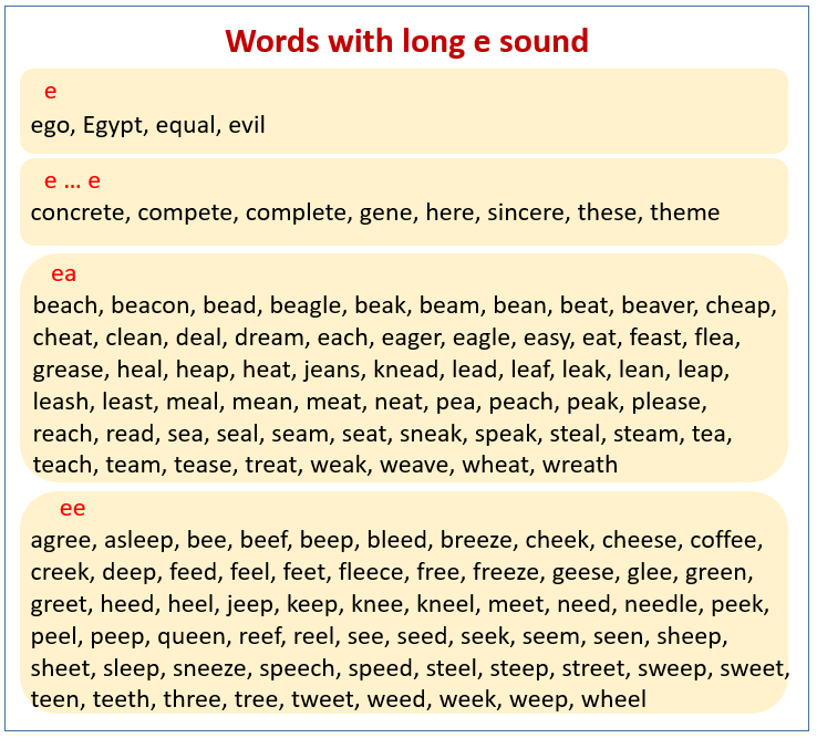 Long E words
