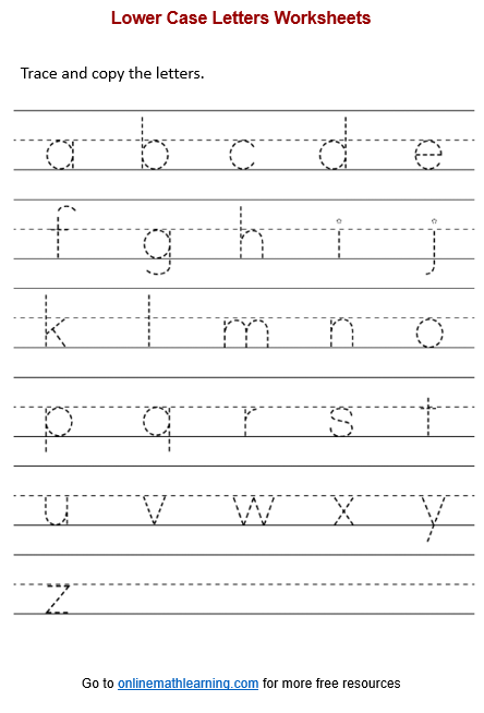 Lower Case Letters Worksheet