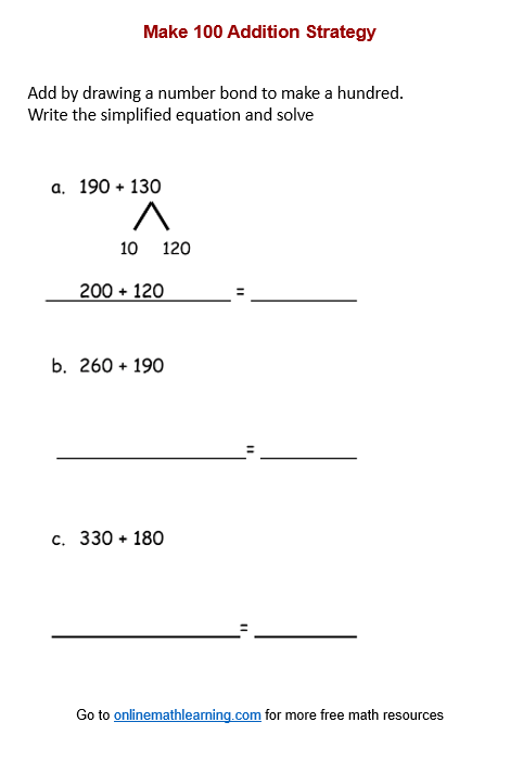 Make 100 Strategy Worksheet