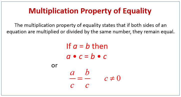 Multiplication Property of Equality (examples, videos, worksheets