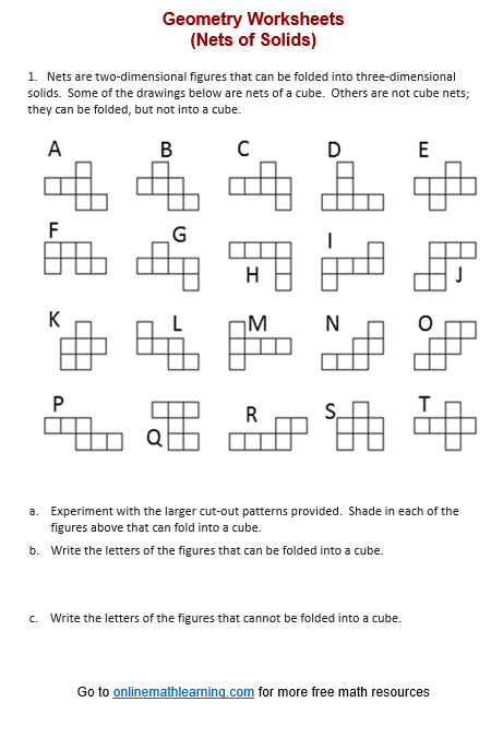 Nets of Solids Worksheet
