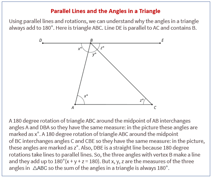 Lesson Explainer: Parallel Lines in a Triangle