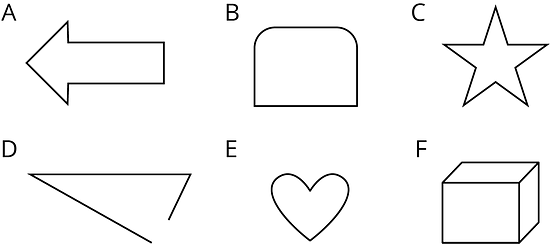 Six figures which include polygons and non-polygons.