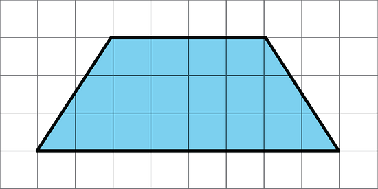 Trapezoid on a grid. Short side 4, long side 8, height 3.