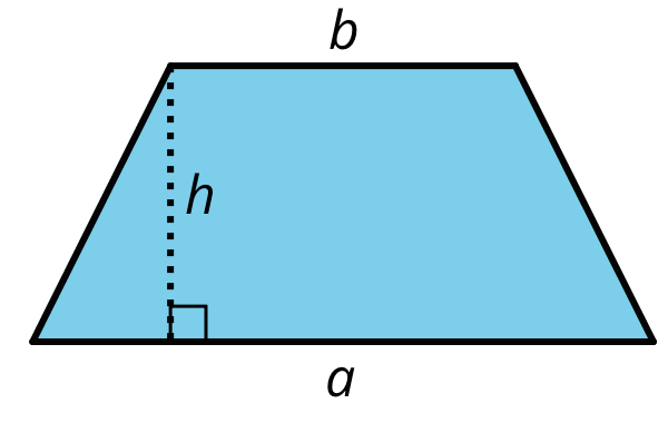 Trapezoid, bases labeled b and a, height labeled h.