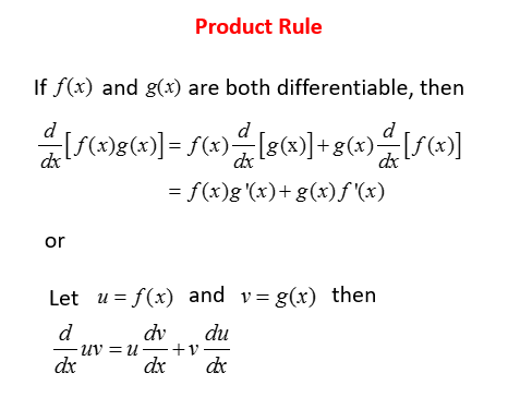 Formula product rule Product rule