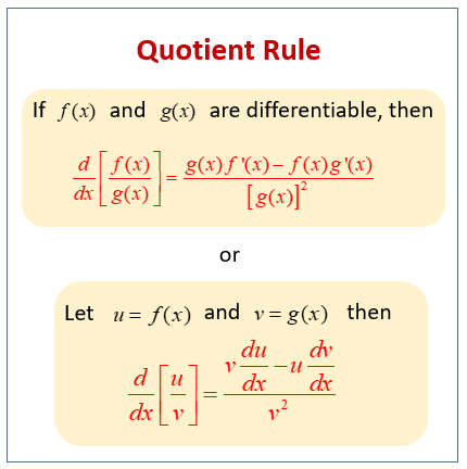 quotient and product rule 