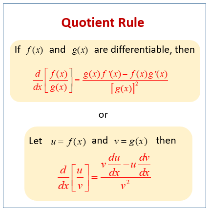 Calculus Quotient Rule Examples Solutions Videos