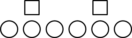 A diagram of 6 circles and 2 squares.