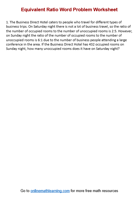 Ratio Problems Change in Ratio Worksheet